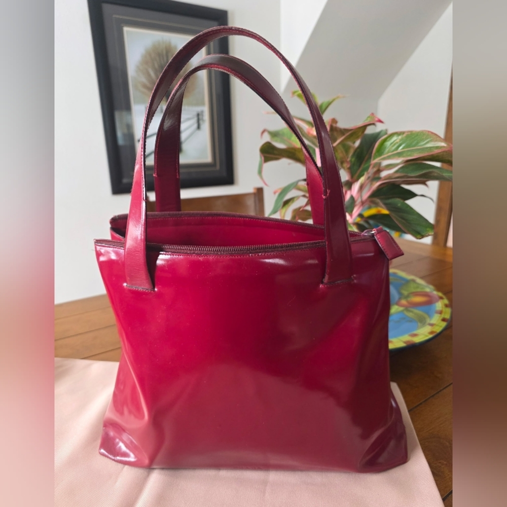 Prada Fall/Winter 1998 Burgundy Patent top handle bag